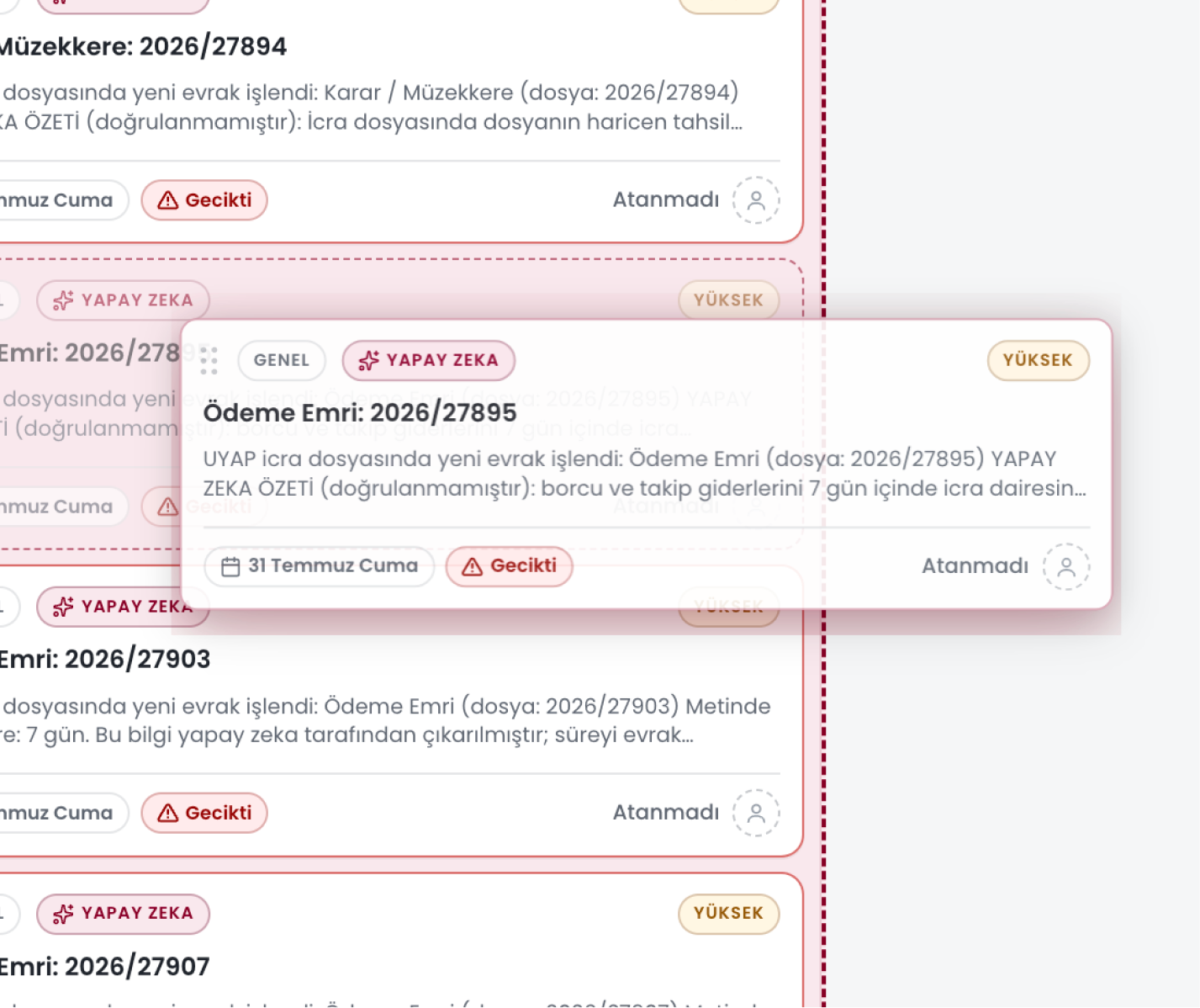 Müzekkere ve ödeme emri akışı